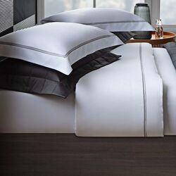 Jogo de Cama Casal 300 Fios Bordado Monaco Branco/Cinza