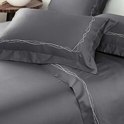 Jogo de Cama Casal 300 Fios Bordado Windsor Chumbo/Cinza Mix
