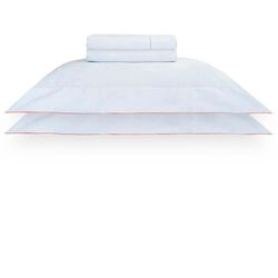 Jogo de Cama Casal 300 Fios Constantine Branco/Rosa