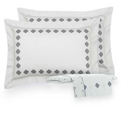 Jogo de Cama Casal 300 Fios Fenity Branco/Marinho