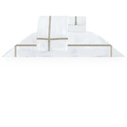 Jogo de Cama Casal 300 Fios Nattura Branco/Bege Avelã
