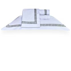 Jogo de Cama Casal 300 Fios Piazza Branco/Cinza