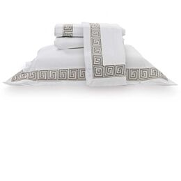 Jogo de Cama Casal 300 Fios Romana Branco/Bege