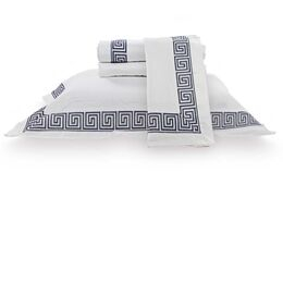 Jogo de Cama Casal 300 Fios Romana Branco/Marinho