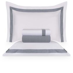 Jogo de Cama Casal 300 Fios St. Germain Listras Branco/Marinho