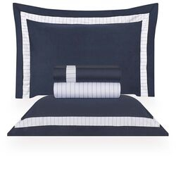 Jogo de Cama Casal 300 Fios St. Germain Risca de Giz Marinho/Branco