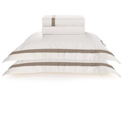 Jogo de Cama Casal 300 Fios Vercelli 220x260cm Branco/Nocciola