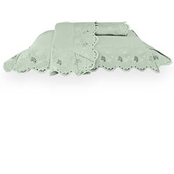 Jogo de Cama Casal 400 Fios Diamante Verde Sálvia