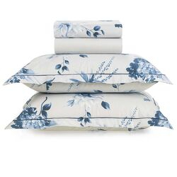 Jogo de Cama King 180 Fios Celeste Estampado