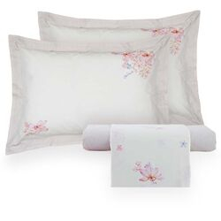 Jogo de Cama King 200 Fios Licenza Off White/Rosé
