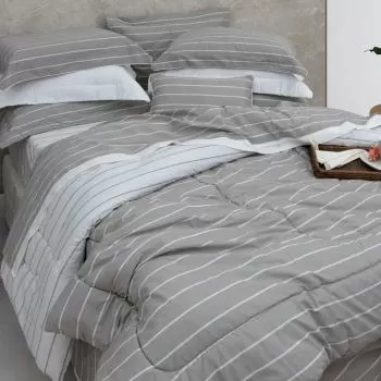 imagem de Jogo de Cama King 200 Fios Vintage Listras - Kacyumara