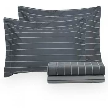 imagem de Jogo de Cama King 200 Fios Vintage Listras - Kacyumara