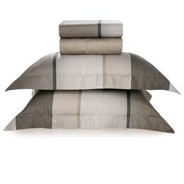 Jogo de Cama King 270 Fios Melvin Bege/Cinza