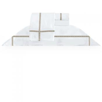 Jogo de Cama King 300 Fios Nattura Branco/Bege Avelã