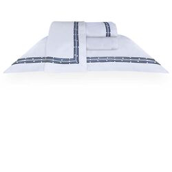 Jogo de Cama King 300 Fios Piazza Branco/Marinho