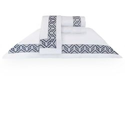 Jogo de Cama King 300 Fios Topázio Branco/Azul