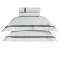 Jogo de Cama King 300 Fios Vercelli Branco/Azul Mare