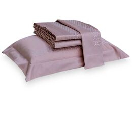 Jogo de Cama King 400 Fios Capri Rosê Roma/Branco