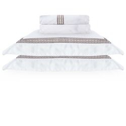 Jogo de Cama King 400 Fios Cluny Branco/Havana
