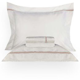 Jogo de Cama King 600 Fios Deauville Branco/Rosa