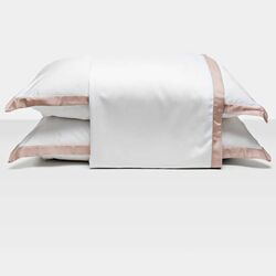 Jogo de Cama King Bamboo Color Branco/Rosê Roma