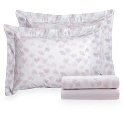 Jogo de Cama Queen 200 Fios Vintage Loves Rosé