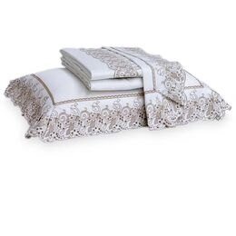 Jogo de Cama Queen 300 Fios Avallon Branco/Kaki