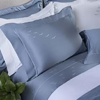 imagem de Jogo de Cama Queen 300 Fios Bordado Gaivota - Casa K