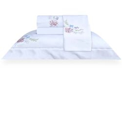 Jogo de Cama Queen 300 Fios Camellia Bordado Branco