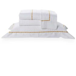 Jogo de Cama Queen 300 Fios Dots Branco/Amarelo