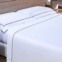 Jogo de Cama Queen 300 Fios Elements Branco/Marinho
