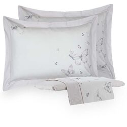Jogo de Cama Queen 300 Fios Eugene Rosa Claro/Off White