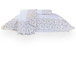 Jogo de Cama Queen 300 Fios Íris Branco/Bege