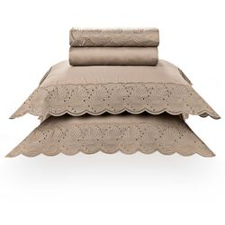Jogo de Cama Queen 300 Fios Scalvini Nocciola/Legno