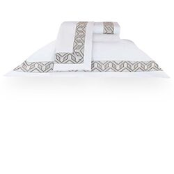 Jogo de Cama Queen 300 Fios Topázio Branco/Bege
