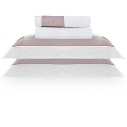 Jogo de Cama Queen 400 Fios Montblanc Branco/Rosa Lilac