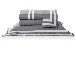 Jogo de Cama Queen 400 Fios Monterrey Cinza Steel/Branco