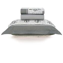 Jogo de Cama Solteiro 180 Fios Robôs Cinza
