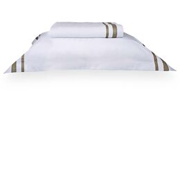 Jogo de Cama Solteiro 200 Fios Davos Branco/Bege