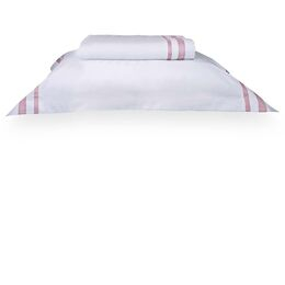 Jogo de Cama Solteiro 200 Fios Davos Branco/Rosa