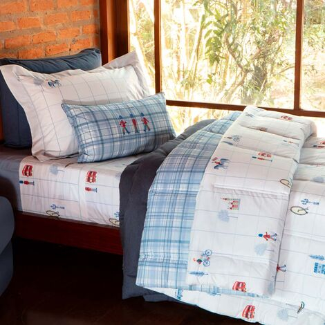 imagem do produto Jogo de Cama Solteiro 200 Fios Mini London - Naturalle Fashion