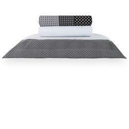Jogo de Cama Solteiro 200 Fios New York Preto/Branco