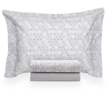 imagem de Jogo de Cama Solteiro 200 Fios Vintage Corações - Kacyumara