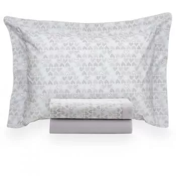 imagem de Jogo de Cama Solteiro 200 Fios Vintage Corações - Kacyumara