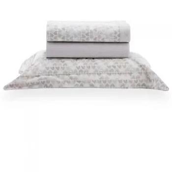 imagem de Jogo de Cama Solteiro 200 Fios Vintage Corações - Kacyumara