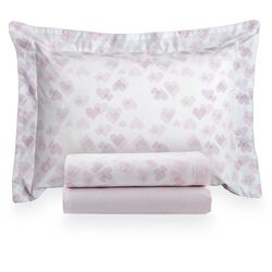 Jogo de Cama Solteiro 200 Fios Vintage Loves Rosé