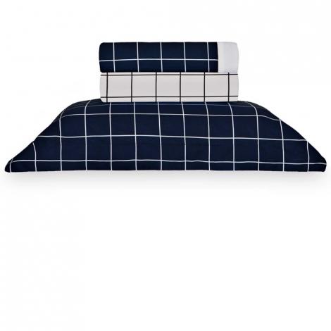 imagem do produto Jogo de Cama Solteiro 200 Fios Vintage Quadros Blue - Kacyumara