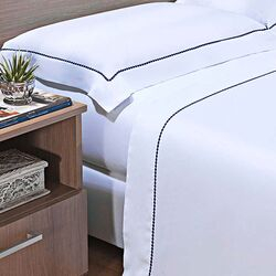 Jogo de Cama Solteiro 300 Fios Elements Branco/Marinho