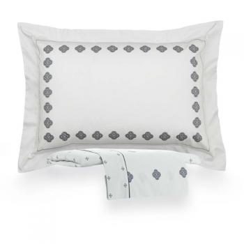 Jogo de Cama Solteiro 300 Fios Fenity Branco/Marinho
