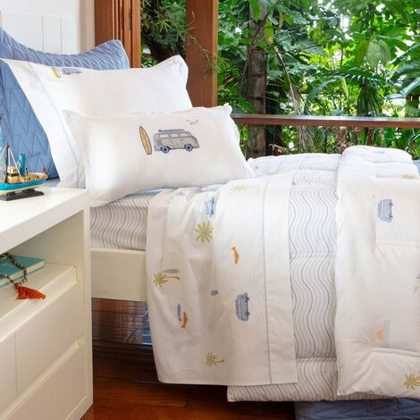 imagem do produto Jogo de Cama Solteiro King 200 Fios Ondas do Surf - Naturalle Fashion